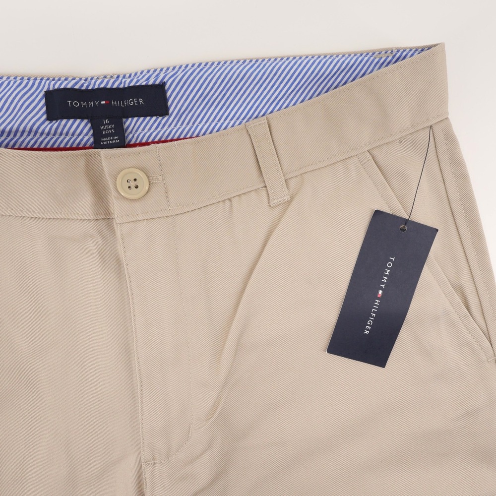 NEW Tommy Hilfiger School Uniform Husky Shorts Khaki Boys Size 16
